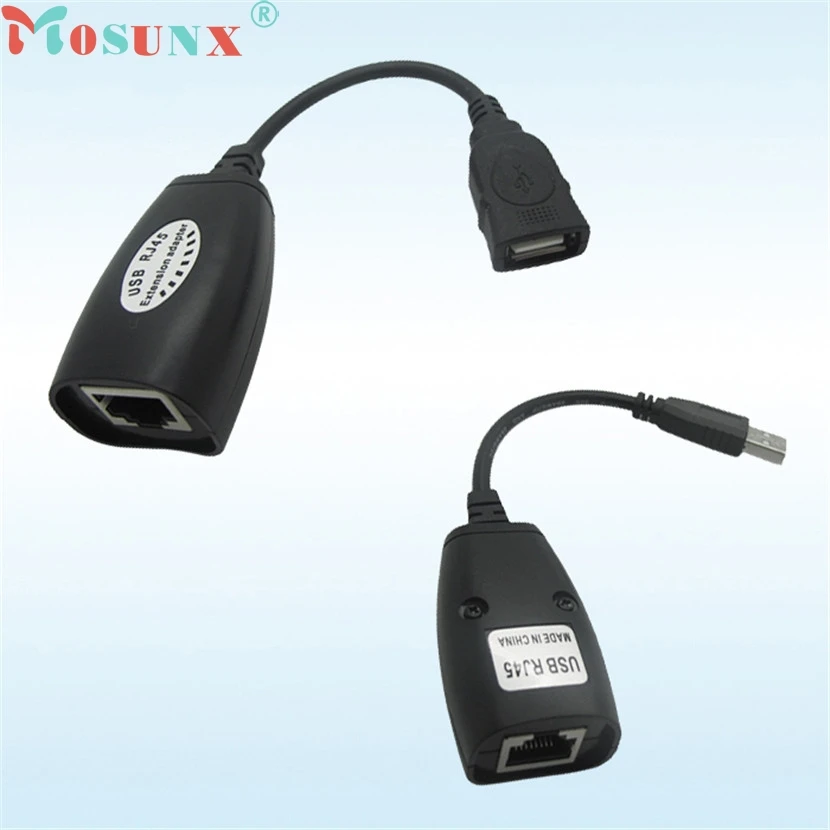 

mosunx Mecall New USB UTP Extender Adapter Over Single RJ45 Ethernet CAT5E 6 Cable Up to 150ft