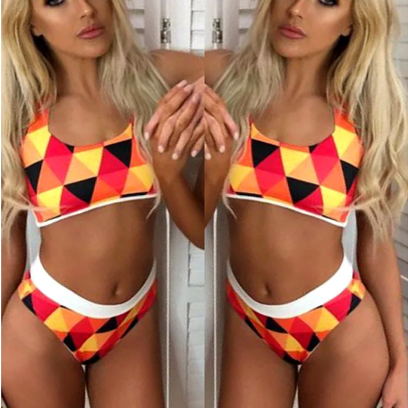 2019 Print Bikini Push Up Swimsuit Women's Swimming Suit High Waist Bikini Swimwear Women Brazilian Bikini Bikinis 2019 Mujer