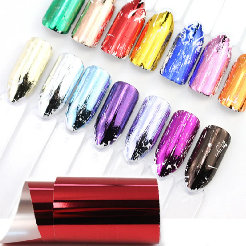 

14pcs Charm Nail Foils Polish Stickers Metal Color Starry Paper Transfer Foil Wraps Adhesive Decals Nail Art Decorations