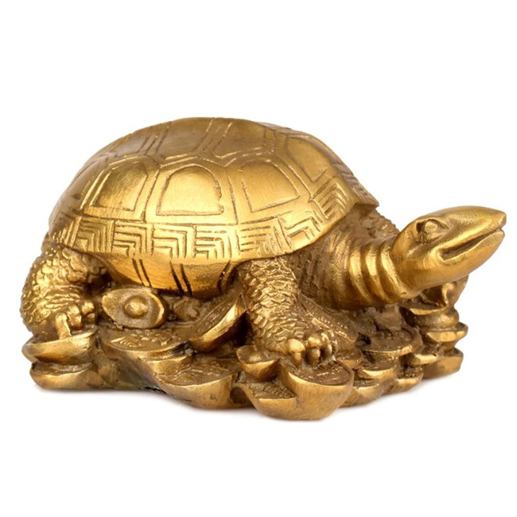 Dragon Turtle Feng Shui Copper Wealth Lucky Wealthy Attaching Money Mascot Home Decor Figure Miniatures Craft	