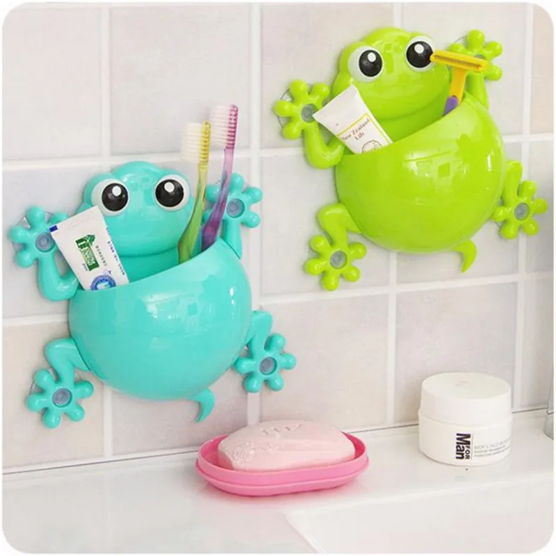 

2019 Hot Sale Hot Bathroom Accessories Set Cartoon Gecko Toothpaste Holder Wall Sucker Hook Tooth Brush Holder