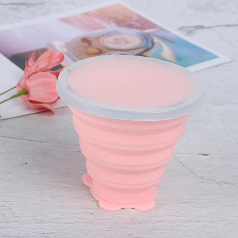 1 шт. портативный Лидер продаж силиконовый Кофе Чай складывающиеся чашки выдвижной питьевой чашки инструменты - Цвет: Розовый