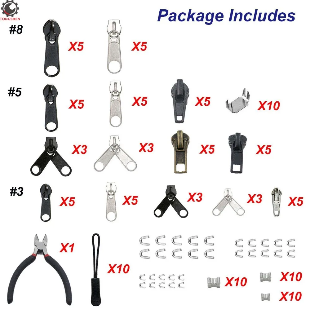 143 шт. комплект для ремонта молнии комплект для замены молнии спасательный комплект с застежкой-молнией плоскогубцы для сумок, курток, палаток, багажа