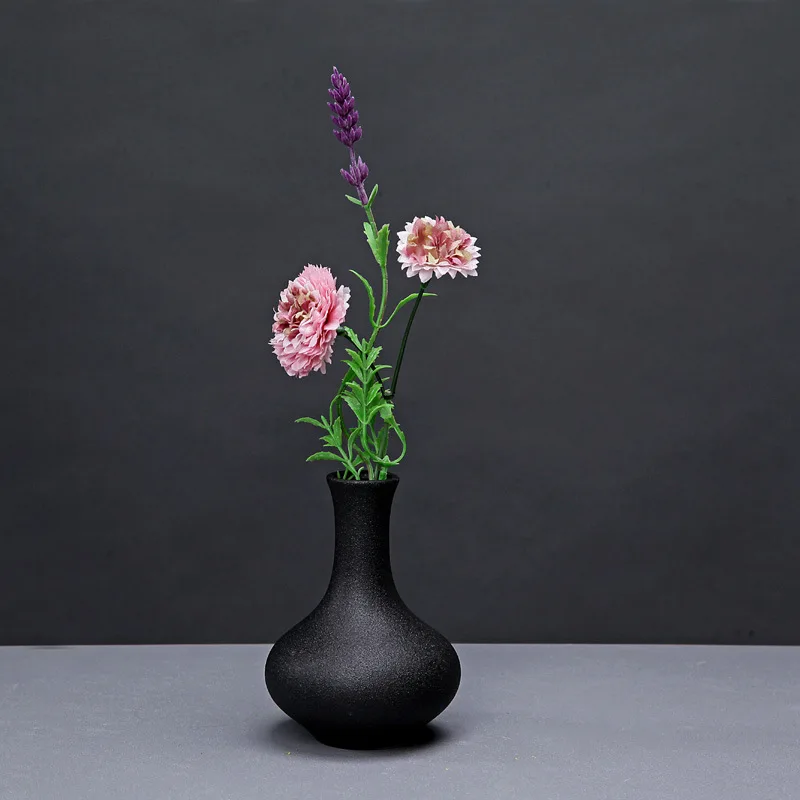 Настольная Ваза, керамическая черная сушеная Цветочная ваза, свежий гидропонный цветок, жардиньерка для домашнего декора, маленькие украшения для чайного домика