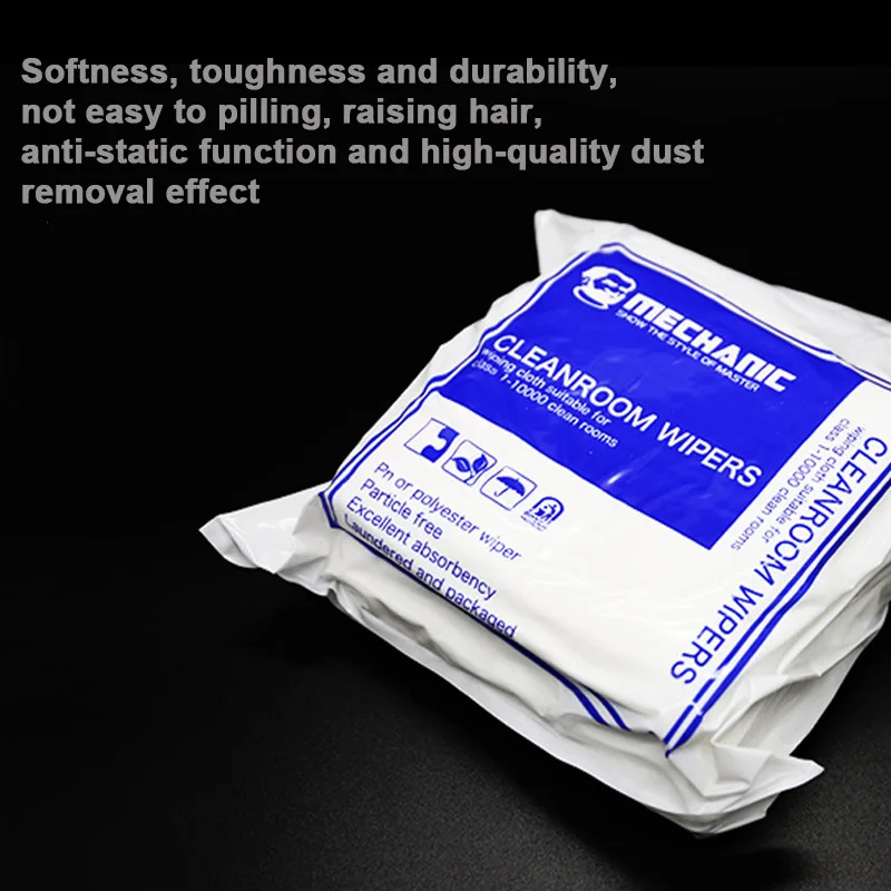 MECHANIC Soft Cleanroom Wiper Anti-Static Non Dust Cloth Fiber for Phone Pad Camera PC Screen Cleaning Class 1-10000 Clean Room