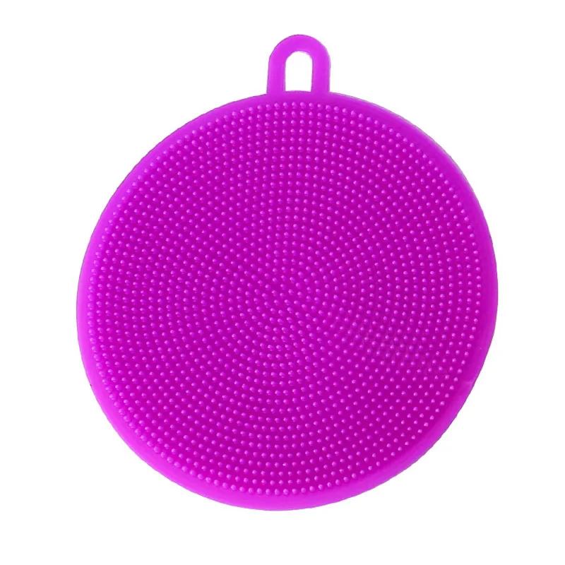 Silicone Dish Bowl Cleaning Brush Multifunction Scouring Pad Pot Pan Wash Brushes Kitchen Cleaner Washing Tool - Цвет: purple