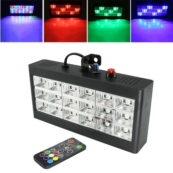 

18 LED Strobe Stage Lighting Effect RGB Sound Remote Control for Disco DJ Bar Holiday Party Christmas Flash Sound Active Light