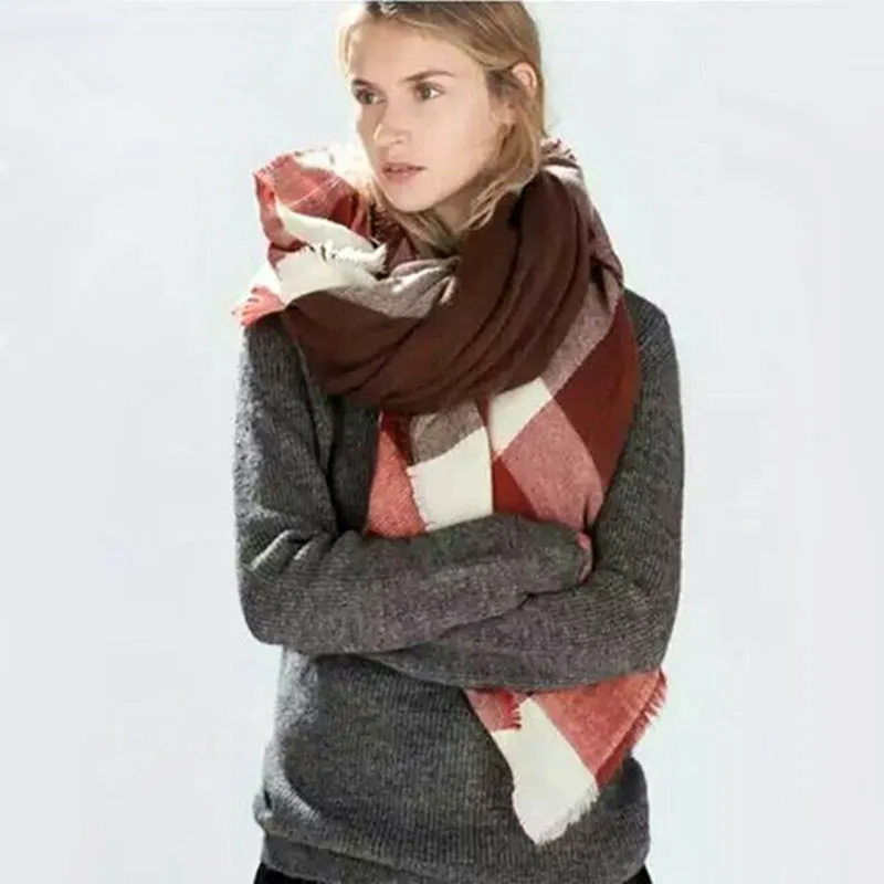 Za одеяло шарф плед кашемировый шарф женский зимний теплый шарф большой квадратный шарф акриловые женские шарфы шали bufandas - Цвет: 1