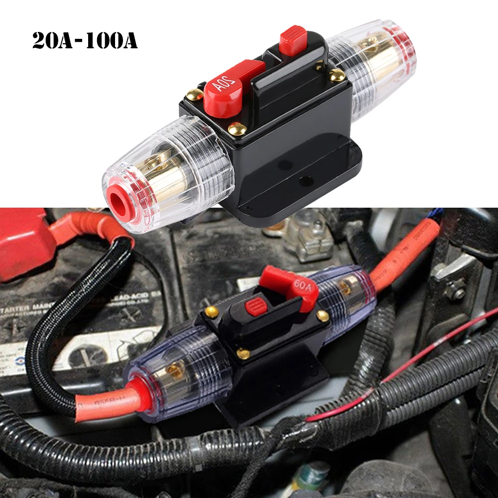 20A-100A Amp In-Line DC 12V Circuit Breaker Solar/Audio/Car/Video Fuse Holder 20A-100A Amp In-Line DC 12V Circuit Breaker Solar/Audio/Car/Video Fuse Holder