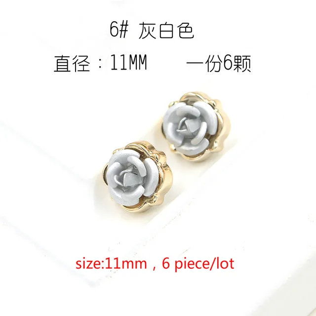 10mm diameter floral buttons 10 Cute Rose Buttons