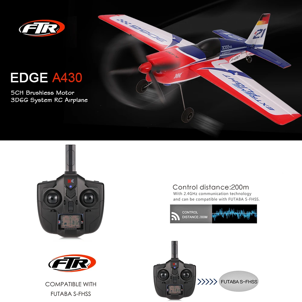 Wltoys XK самолёт A430 2 4G 5CH бесщеточный двигатель система 3D6G Радиоуправляемый 430 мм