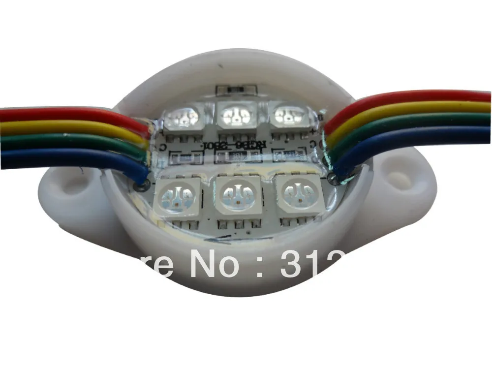 WS2801IC светодиодный модуль пикселей; DC12V, водонепроницаемый, диаметр 30 мм; 6 шт. 5050 SMD RGB; 20 шт