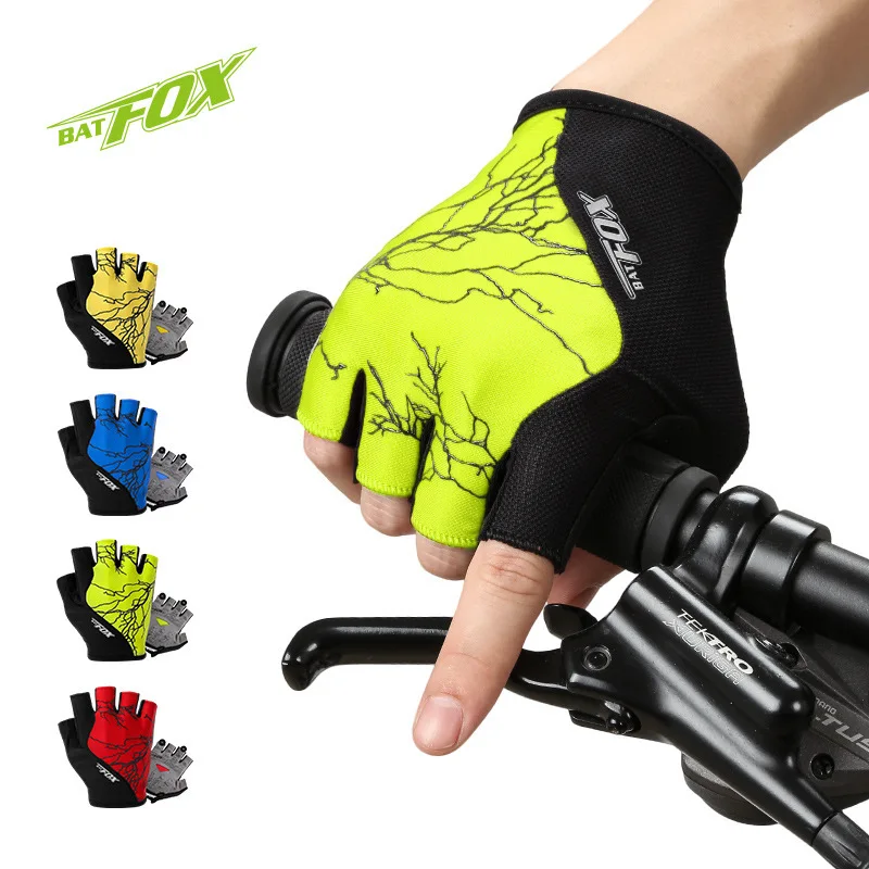 

BATFOX Unisex Summer Cycling Gloves Half Finger MTB Bike Gloves Nylon Breathable Shockproof Sport Gloves Guantes De Bicicleta