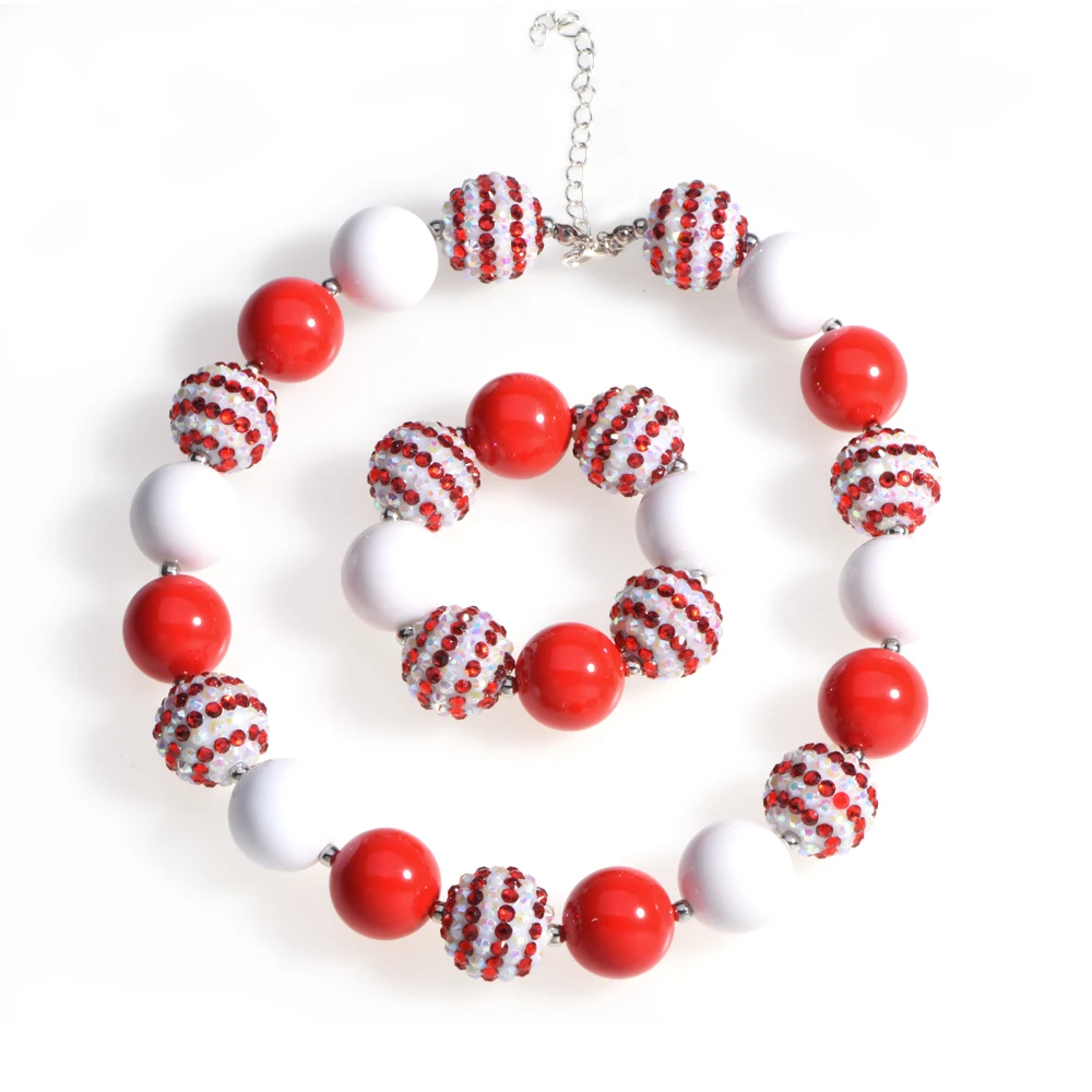 

Christmas Girl Chunky Necklace Bubble Gum Necklace Imitation Pearl Bubblegum Bracelets Photo Prop Necklace Jewelry Party Gifts