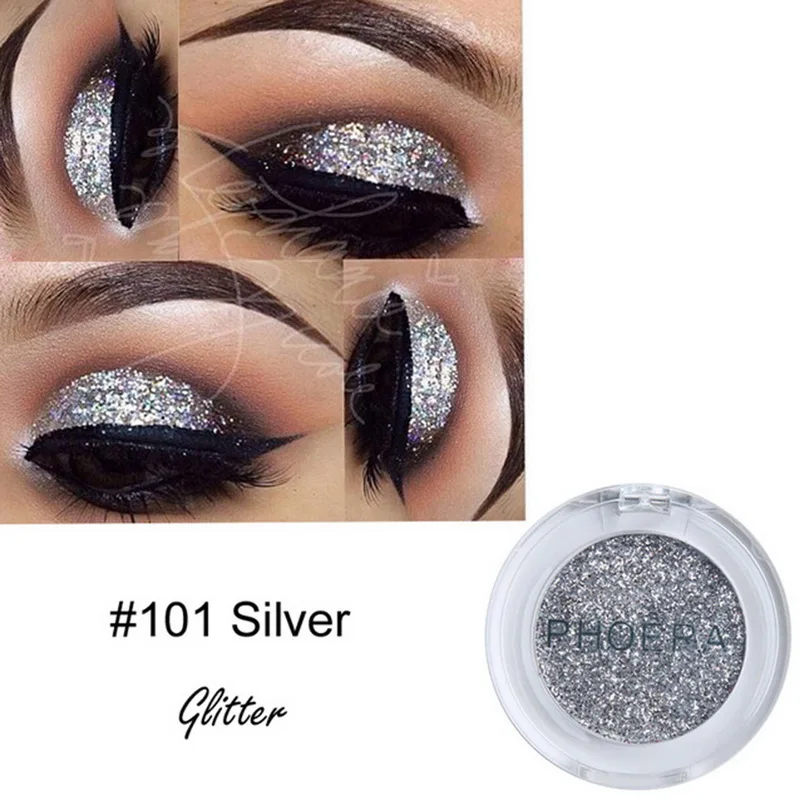 PHOERA Shimmer Eye Shadow блестящие тени для макияжа пигмент с блестками бриллиантовые сияющие глаза водонепроницаемые долговечные натуральные 8 цветов