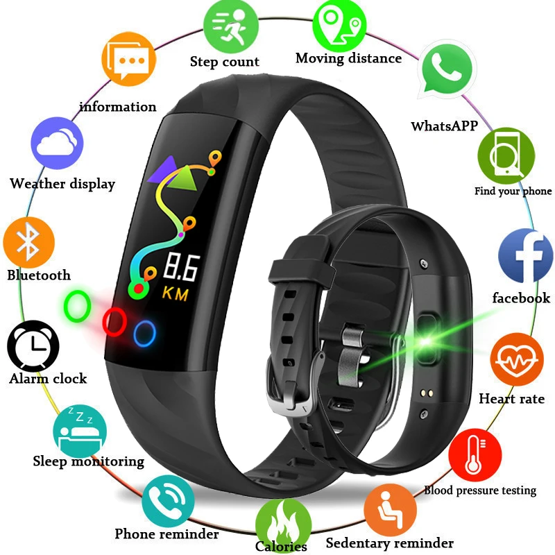 

BANGWEI Smart Men Watch Heart Rate Fitness Tracker Pedometer LED Color Screen Bluetooth Connection IP68 Waterproof Sport Watch