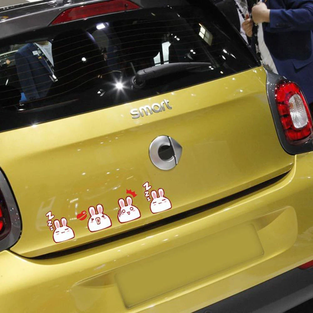 

Aliauto Car-styling MOCMOC Cute Bunny Wink Combination Car Sticker And Decal Accessories For Ford Focus 2 Fiesta Mazda Renault