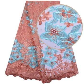 

Latest Nigerian French Stones Mesh Lace Fabric Embroidered High Quality African Lace Fabric 2018 Cord Lace Fabric For Party 1267