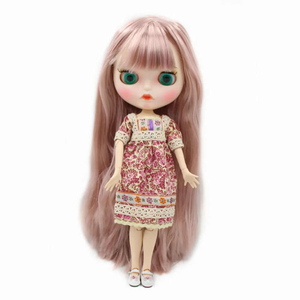 ICY DBS Blyth Doll 1/6 BJD nude joint body white skin pink mixed color long straight hair and matte face BL60228800