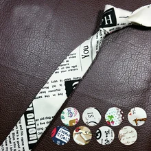 Персонализированные Модные Узкие 5 см взрослые Мультфильм Письмо печати хлопчатобумажный галстук ручной работы