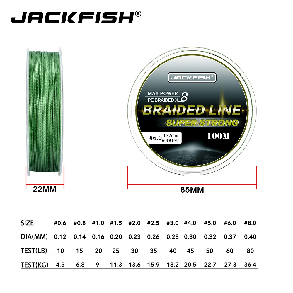 JACKFISH 100 m 8 حبلا صنارة صيد بولي ايثيلين مجدول 10-80LB المتعددة الشعيرات خيط صنارة الصيد s ل الكارب الصيد معالجة المياه المالحة الصيد JACKFISH 100 m 8 حبلا صنارة صيد بولي ايثيلين مجدول 10-80LB المتعددة الشعيرات خيط صنارة الصيد s ل الكارب الصيد معالجة المياه المالحة الصيد