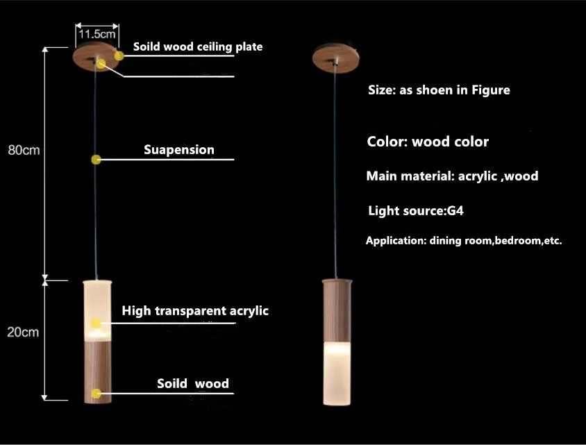Современные светодиодные подвесные светильники для кухни, столовой, подвесные светильники, винтажная светодиодная Подвесная лампа из дерева с акриловым абажуром 110 В 220 В