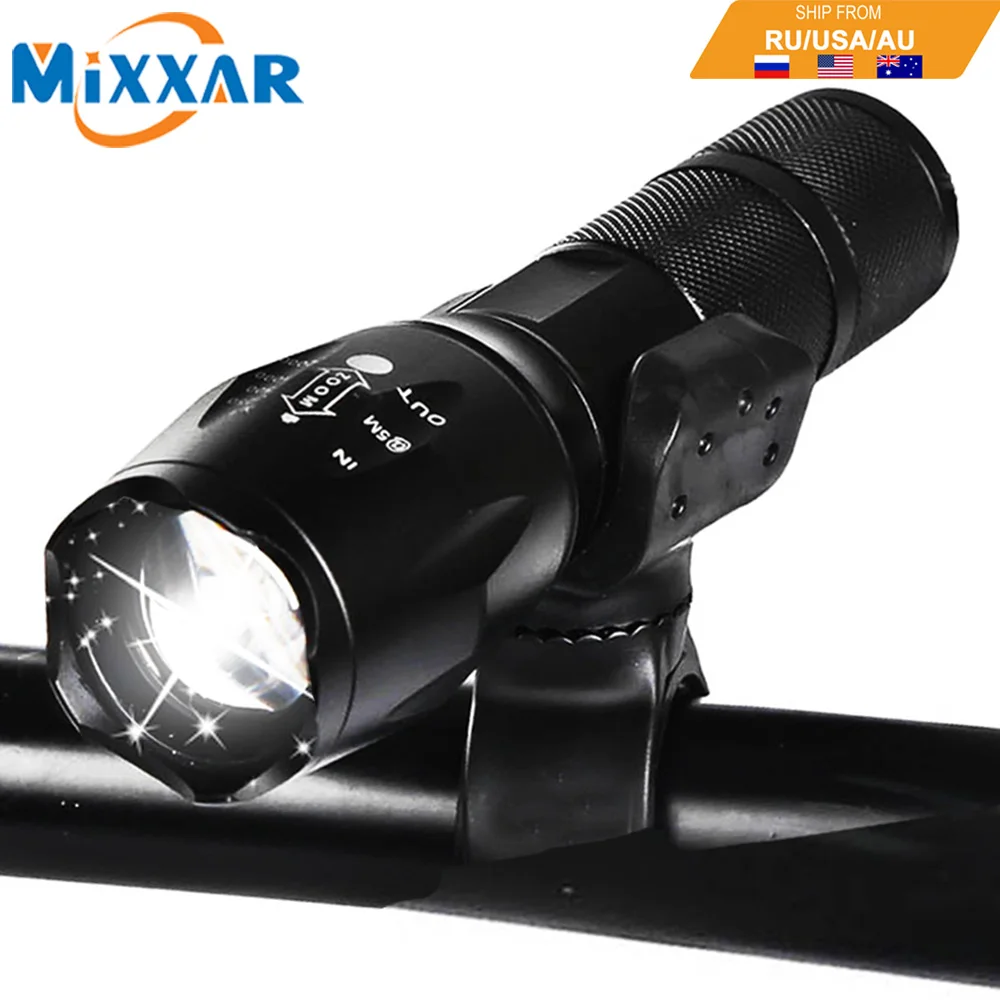 

EZK20 T6 8000LM Waterproof Bicycle Light Front Torch Zoomable LED Flashlight Lantern with Bike Holder NO Battery