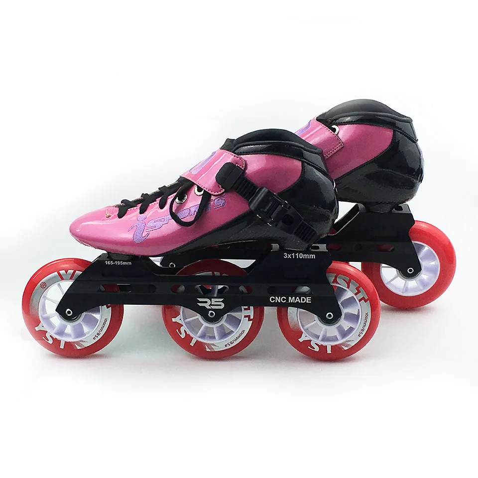 الكربون الألياف الزجاجية مضمنة سرعة التزلج على الجليد للطفل رجل امرأة سباق Patines قطار الشارع الأحذية مع 3*100 3x110 مللي متر عجلات R5 إطار 002