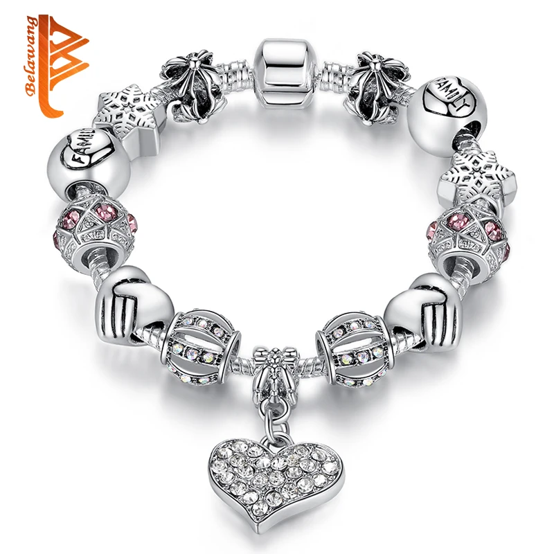 Luxury Brand Women font b Bracelet b font Silver Plated Crystal Charm font b Bracelet b