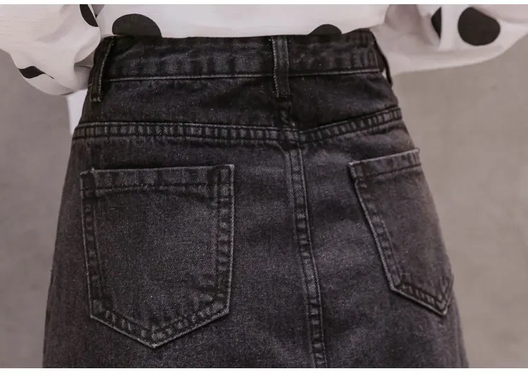 Размера плюс Макси Длинная джинсовая юбка с высокой талией, женские юбки в стиле casual S-5XL черный Разделение кисточкой лето-осень Весна карманов