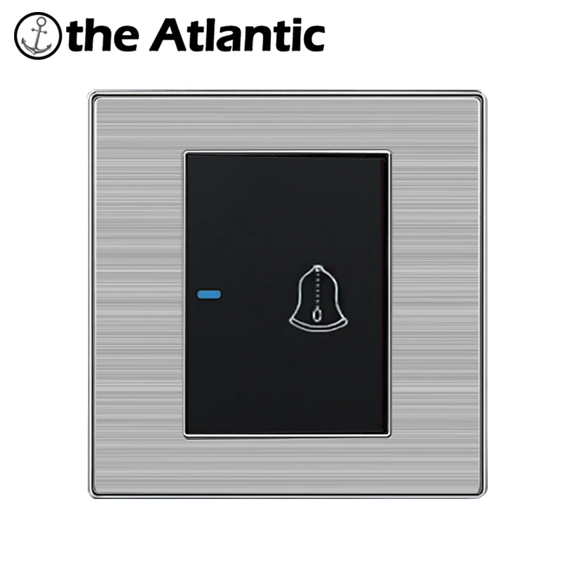 

Atlantic 1 Gang Luxury Doorbell Switch Push Button Wall Switch Interruptor Brushed Silver Panel Power Conmutador 10A AC 110~250V