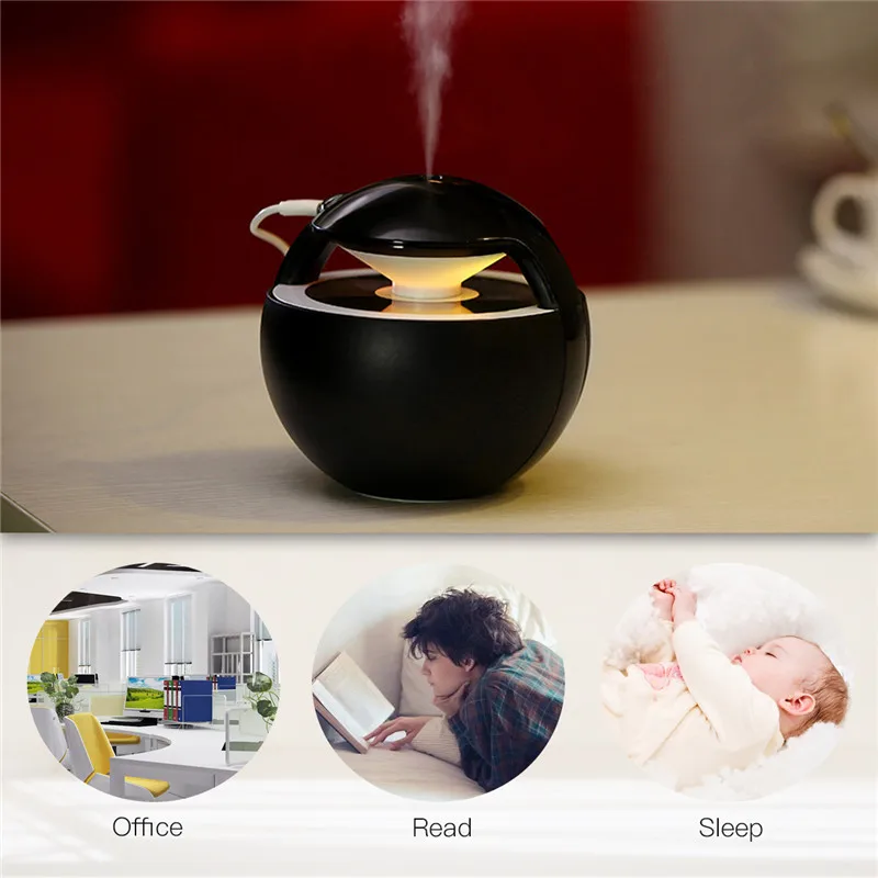

450ml Warm Mist Air Humidifier Mist Maker Essential Oil Diffusers Colorful LED Lamp Aroma Diffuser for Office Room JS017H-3940