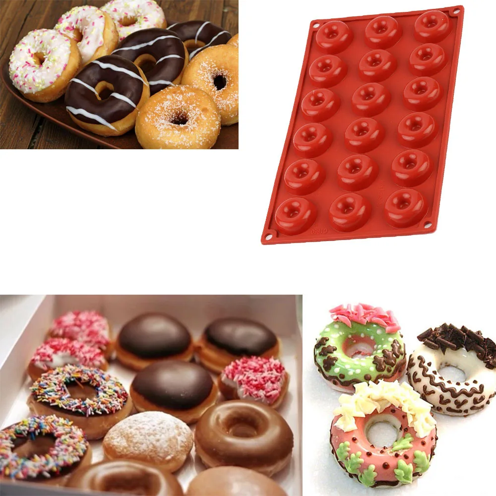 18 Cavity Silicone Donut Mould Chocolate Round Shaped Baking Pan