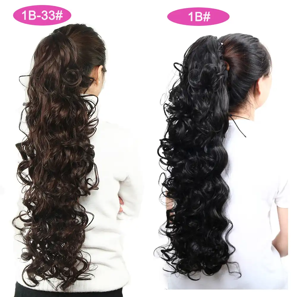 Usmei 32 Inches Long Curly Claw Clip Ponytail Fake Hair Extensions
