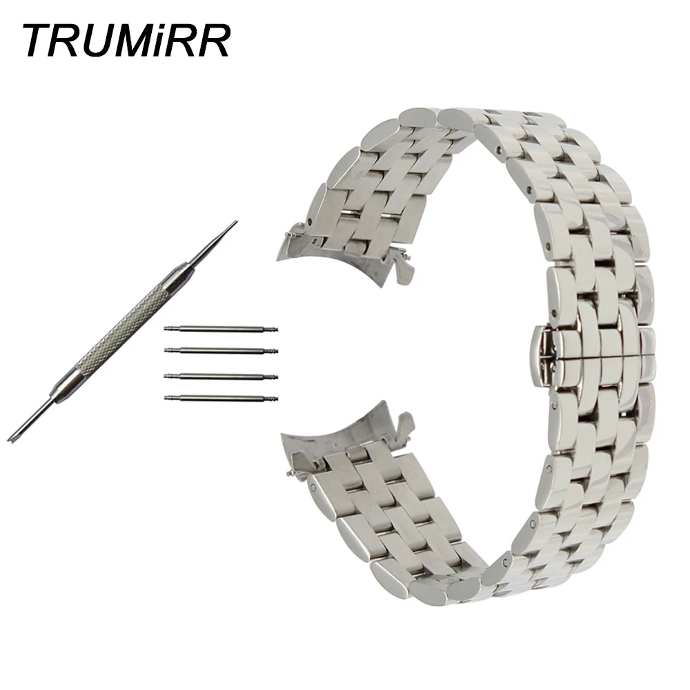 Curved End Stainless Steel Watchband 20mm 22mm for IWC Men Women Watch Band Wrist Strap Butterfly Buckle Bracelet Black Silver Curved End Stainless Steel Watchband 20mm 22mm for IWC Men Women Watch Band Wrist Strap Butterfly Buckle Bracelet Black Silver
