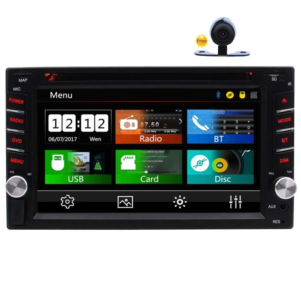 

Eincar Double Din Car Stereo In-Dash FM/AM RDS Radio Headunit 6.2" Car DVD Player Bluetooth Steering Wheel Control TF Subwoofer