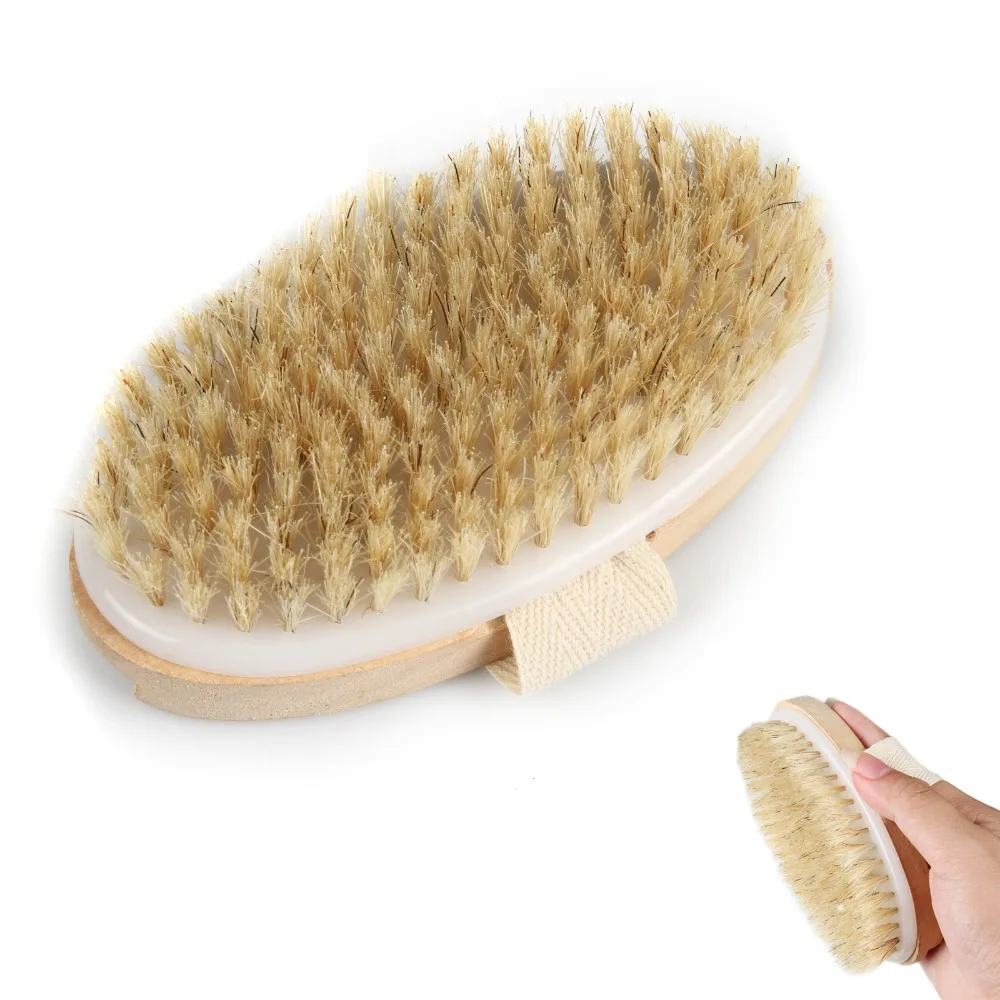 1pcs Detachable Long Wooden Handle Bath Body Brush Boar Bristles