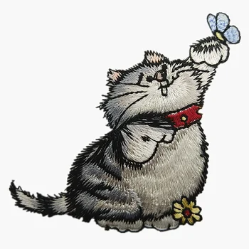 

5PCS Iron-on Patches Embroidered Cat Animal Patch For Clothing Bag DIY Sewing Patches Accessories Parches Para P0042