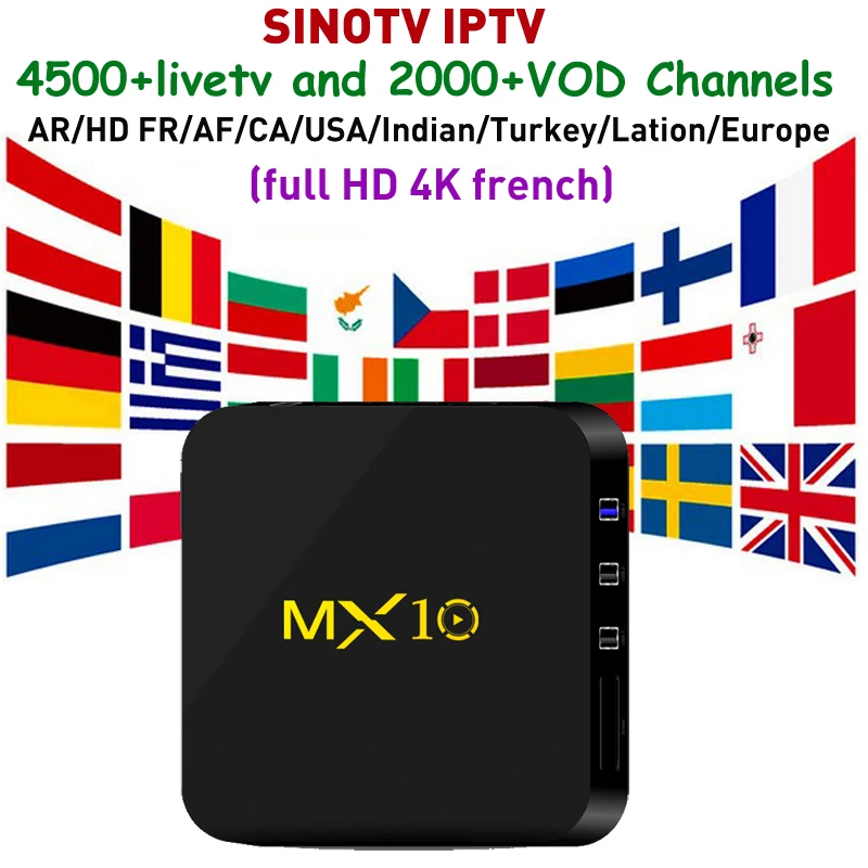 

Best HD Canada IPTV TV Box android 8.1 MX10 4GB DDR4 one year Arabic europe USA UK English Germany France IPTV HINDI
