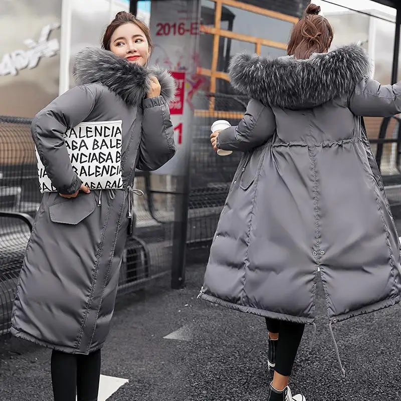

Qiaoduo Women Winter Hooded Coat Fur Collar Thicken Warm Long Jacket Female Plus Size 3XL Outerwear Parka 4801