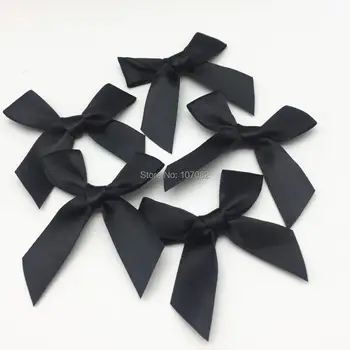 

100pcs Black Polyester Satin Ribbon Bows Decorative Tail Bow Butterfly Ties For Doll Hair Accessory Embellishments