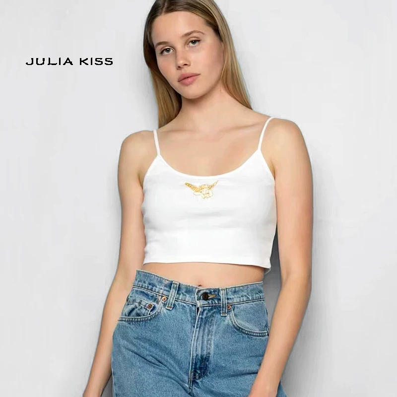 

Women Embroidery Angel Cami Top Crop Camis Crop Top