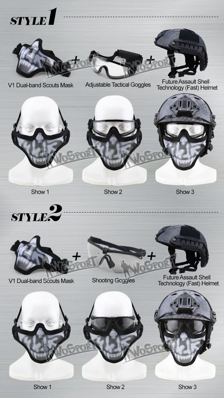 military airsoft AR 15 tactical paintball accessories protective V1 half face dual-band scouts mask for hunting HT16-001A (13)