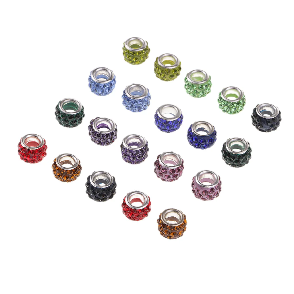 20pcs 10mm Made of Clay, Crystal Large Holes Beads For DIY Jewelry Making, Sewing Accessories