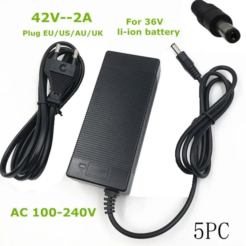 

5pc Support wholesale 36V 2A output battery charger 42V 2A input charger 100-240VAC lithium ion Li-poly charger for series