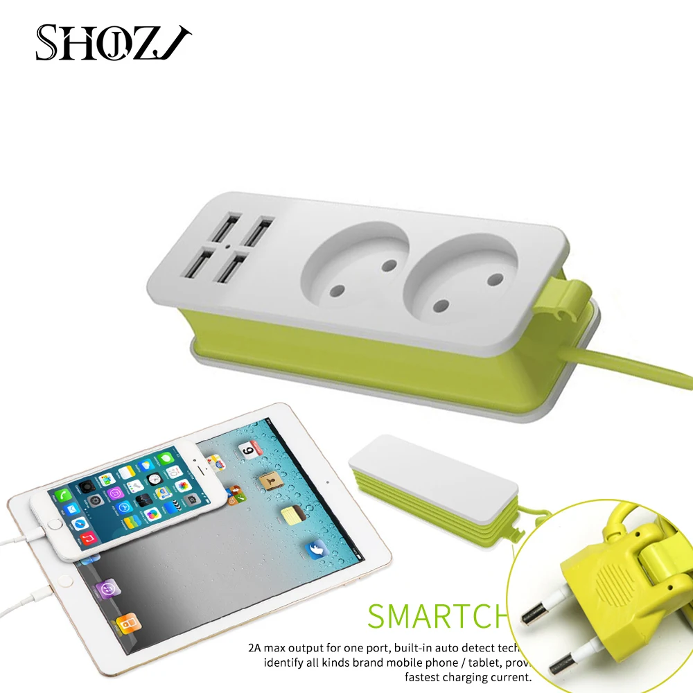 Цена 4 Порты универсальных розетки 4 USB Мощность газа путешествия переходник для зарядного устройства Портативный кабель удлинитель