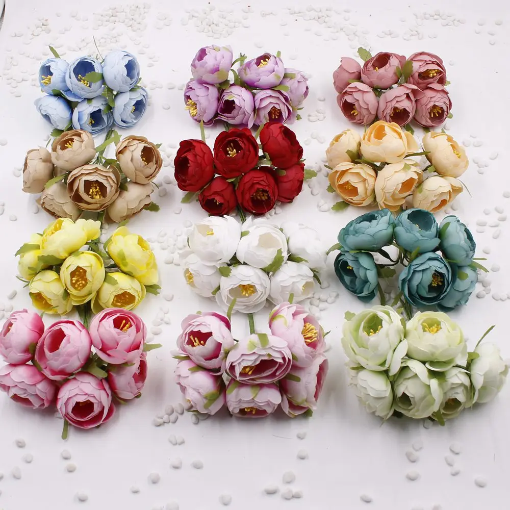 6 pieces of silk rose roses artificial bouquet artificial flower