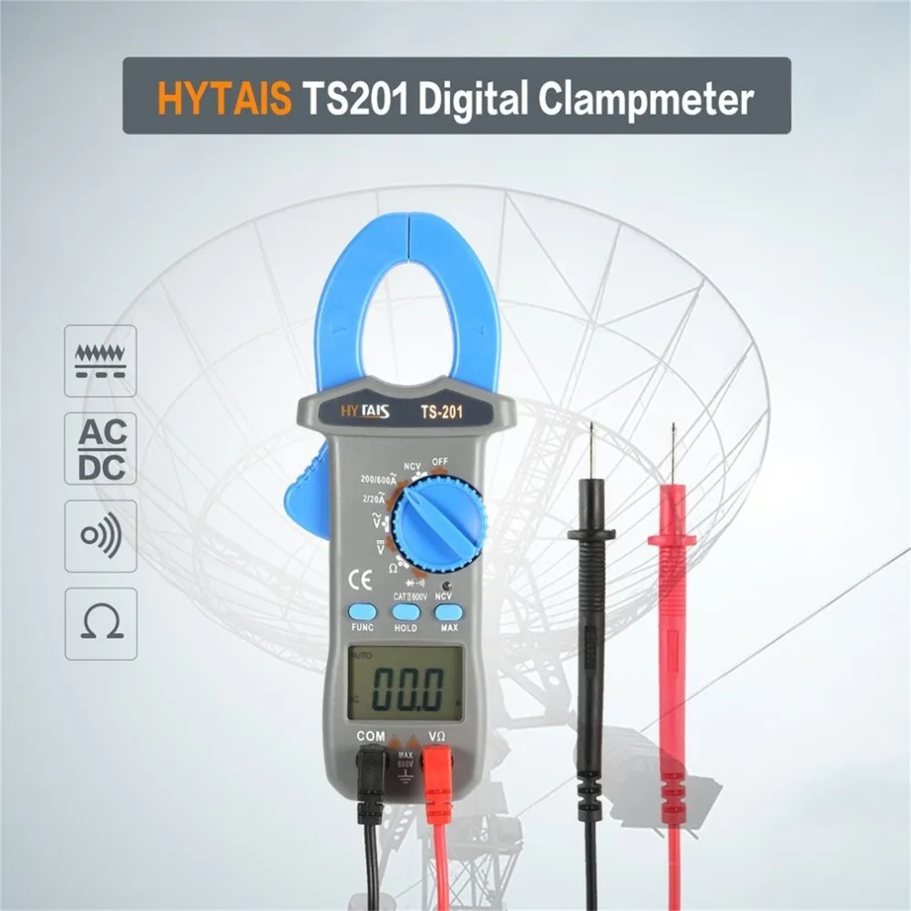 HYTAIS дропшиппинг мультиметр 600A TS201 цифровой клещи Автоматический диапазон 600 в