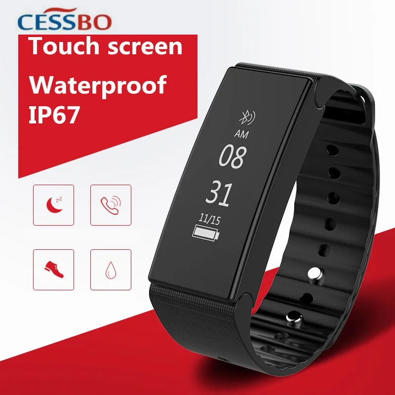 

Life Waterproof Smart Bracelet Watch OLED Display Heart Rate Monitor Fitness Tracker Bluetooth Sync Phone for IOS and Android