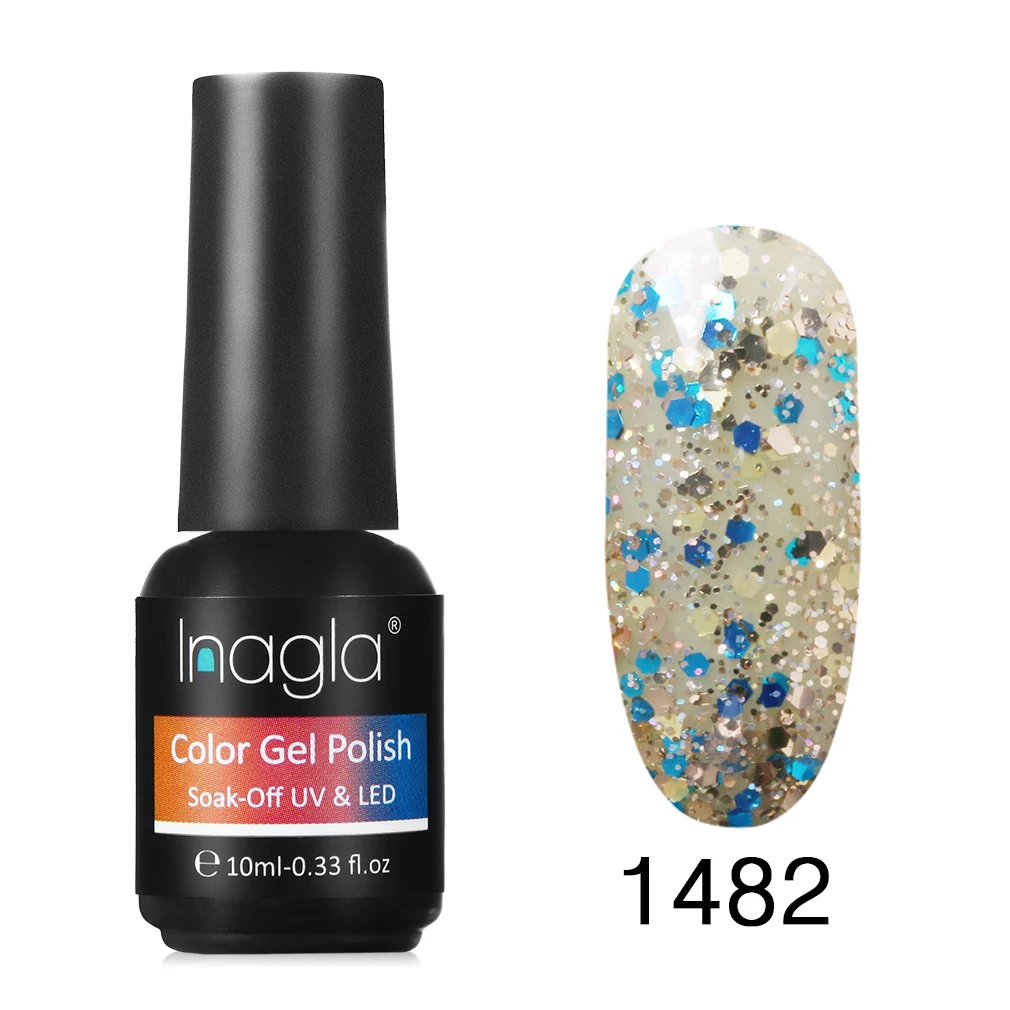 Inagla дизайн ногтей 10 мл французский белый гель-краска Кристалл лак для нейл-арта замачиваемый классический чистый цвет УФ светодиодный Гель-лак для ногтей - Цвет: 1482
